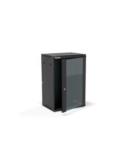 Szafa rack wisząca 19 cali 18U 600x450, drzwi szklane, tył i osłony boczne demontowalne, ZŁOŻONA kolor czarny ALANTEC