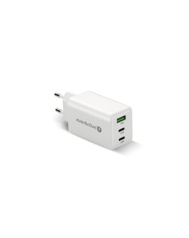 Ładowarka sieciowa everActive GaN SC-655Q z gniazdem USB oraz 2x USB-C PD PPS QC4+ 65W