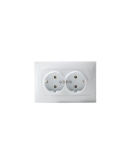Gniazdo podwójne 2x2P+Z SCHUKO LUNA, 16A-250V~, białe