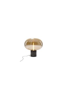 MAXLIGHT T0058 LAMPA STOŁOWA MOONSTONE AMBER GLASS + BLACK MARBLE
