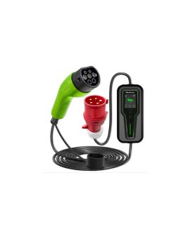 Qoltec Mobilna ładowarka do samochodu elektrycznego EV z regulacją 2w1 Typ2 11kW 3 Fazy LCD Przenośna Wallbox 5m