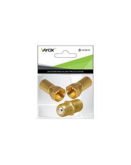 Zestaw do łączenia kabli SAT 2x wtyk F gold + 1x beczka F gold Vayox