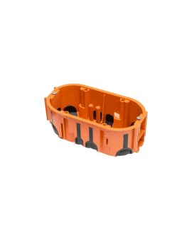 Puszka podtynkowa ProDuo podwójna, głęboka 60mm, fi68, łączeniowa, z wkrętami, wiatroszczelna , pomarańczowa, IP30 /A.0092/