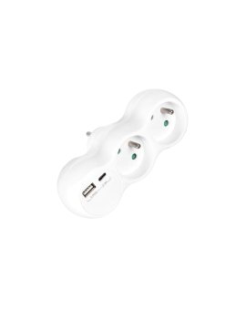 Rozgałęźnik sieciowy 2 gniazda French z uziemieniem + USB-C 2.4A + USB-A 2.4A VA0358 VAYOX