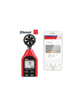 Ręczny mini anemometr z termometrem i maks./min, wbudowany Bluetooth termoanemometr UT-363-BT