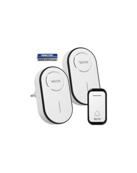 Dzwonek bezprzewodowy 110-240V / przycisk na baterie 23A12V biały VA0406 Vayox
