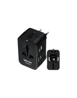 Adapter podróżny UK/US/EU/AU z ładowarką USB-A, USB-C 100V-240Vac 6A 1500W czarny VA0407 Vayox