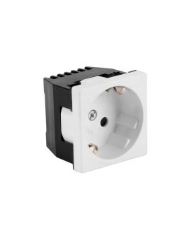 Gniazdo zasilające 230V 2P+Z 2M 45x45 białe z przesłonami Mediabox Schuko MEKS