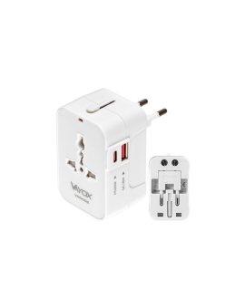 Ładowarka podróżna UK/US/EU/AU, USB-A, USB-C (PD20W) 100-240Vac 6A, 1500W VA0408 Vayox