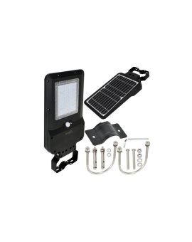 Oprawa, lampa solarna uliczna LED SOLGER 25W 3000lm 4000K IP65 czarna barwa NW biała neutralna czujnik PIR BEMKO