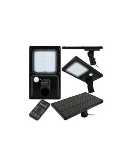 Oprawa, lampa hybrydowa uliczna LED 40W 6600lm barwa 3000K ciepła / 4000K neutralna IP65 czarna czujnik PIR LUXMENA