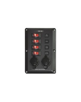 Panel Wyłączników Blue Sea BelowDeck – 4 obwody + 2 gniazda 12V