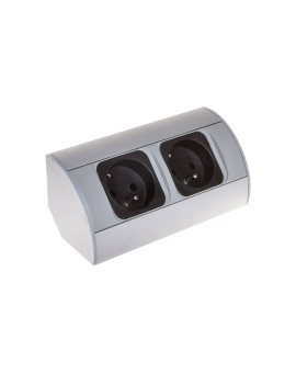 Gniazdo meblowe podwójne z/u 16A IP20 aluminium/ tworzywo, OR-AE-1303/G