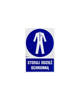 Samoprzylepna tabliczka ostrzegawcza /Stosuj odzież ochronną z podpisem/ IM/010/1/C1/F