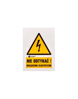 Samoprzylepna tabliczka ostrzegawcza /Nie dotykać urządzenie elektryczne 52x74/ 1EOA/Q1/F