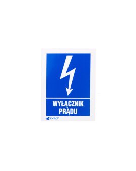 Samoprzylepna tabliczka ostrzegawcza /WYŁĄCZNIK PRĄDU 52X74/ 8EIA/Q1/F