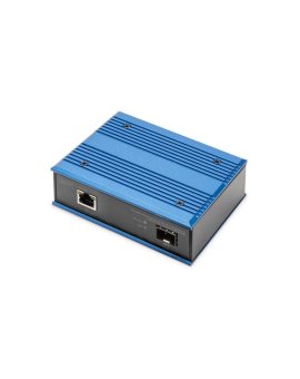 Przemysłowy mediakonwerter 1000Base-TX PoE 30W - 1000Base-FX SFP (bez modułu) DIN rozszerzony zakres temperatury DN-652104-1