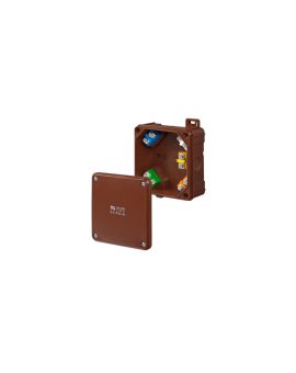 Puszka hermetyczna n/t 2K 98x98x46mm z zaciskami 5x2,5mm2 IP55/IP65 brązowa 0290-61