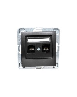 IMPRESJA Gniazdo komputerowe podwójne RJ45 kat.5e MMC antracyt GPK-2Y/K/m/50