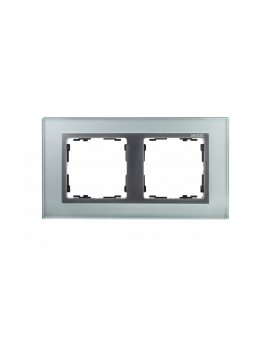 Simon 82 Ramka podwójna pozioma kamień srebro/ ramka pośrednia aluminium mat 82927-62