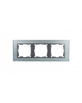 Simon 82 Ramka potrójna pozioma szklana srebro/ ramka pośrednia aluminium mat 82937-62