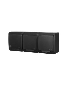 Hermes gniazdo hermetyczne 3x2P+Z schuko z/u 16A IP44 czarne