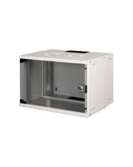 Szafa sieciowa wisząca 19 7U, SOHO PRO 370 x 540 x 400 mm, drzwi szyba, szary, niezłożona, 60kg DN-49202