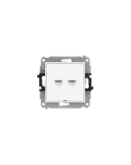 MINI Mechanizm gniazda komputerowego podwójnego 2xRJ45, kat. 5e, 8-stykowy, bez pola opisowego biały mat 25MGKBO-2