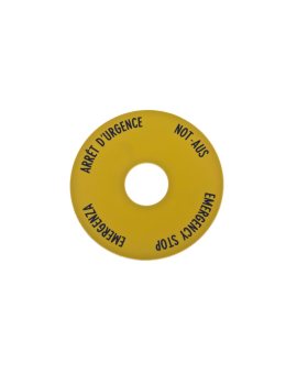 Tabliczka opisowa żółta okrągła fi60 EMERGENCY STOP (4 języki) SRT1 058873