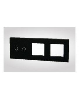 TouchMe Duży panel szklany, 1 x łącznik podwójny, 2 x ramka, czarny TM702728728B