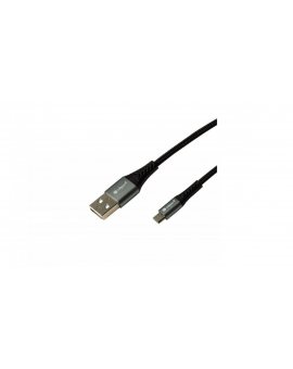 Przewód USB 2.0 High Speed 1,5m USB - microUSB czarna plecionka EN104