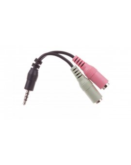 Adapter mini JACK stereo (M) - mini JACK (F) x2 (słuchawki i mikrofon) 12cm