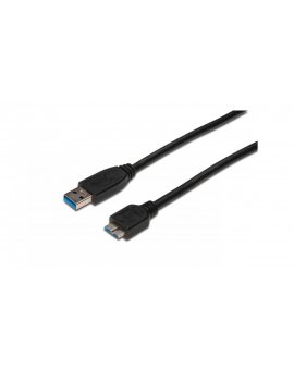 Kabel połączeniowy USB 3.0 Typ USB A/microUSB B, M/M czarny 0, 25m AK-300117-003-S