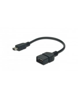 Kabel połączeniowy USB 2.0 OTG Typ miniUSB B(5pinów)/USB A, M/Ż czarny 0, 2m AK-300310-002-S