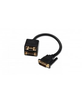 Kabel adapter DVI-I Dual Link pasywny Typ DVI-I(24+5)/DVI-I(24+5)+VGA, M/Ż czarny 0,2m AK-320400-002-S