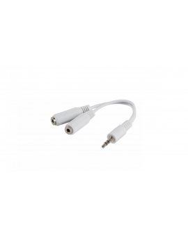 Adapter minijack stereo (M) - 2x minijack stereo (F) 10cm biały AD-0024-W
