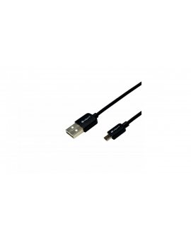 Przewód USB 2.0 High Speed 1m USB - microUSB gumowy czarny EN102