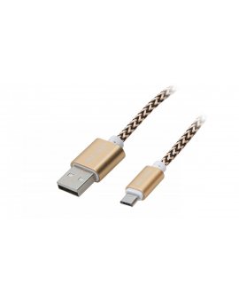 Przewód USB 2.0 High Speed 1m USB - microUSB plecionka-złoty/czarny 66-098#