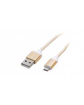 Przewód USB 2.0 High Speed 1m USB - microUSB plecionka-złoty 66-093#