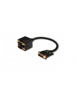 Kabel rozgałęźniacz DVI-I Dual Link pasywny Typ DVI-I(24+5)/2xDVI-I(24+5), M/Ż czarny 0,2m AK-320401-002-S