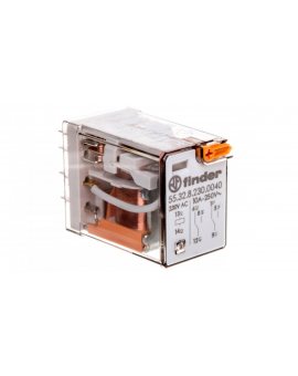 Przekaźnik miniaturowy 2P 10A 230V AC przycisk testujący mechaniczny AgNi 55.32.8.230.0040