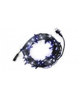 Komplet choinkowy zewnętrzny lampki led 100l flash czarny przewód z dodatkowym gniazdkiem 9,9m niebieski/ biały 75-466