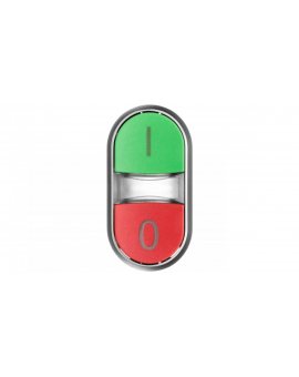 Napęd przycisku podwójnego 22mm zielony /I/ i czerwony /O/ z podświetleniem plastikowy IP69k Sirius ACT 3SU1031-3AB42-0AK0
