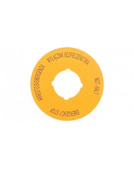 Tabliczka opisowa żółta okrągła EMERGENCY STOP (4 języki) M22-XBK15 167638
