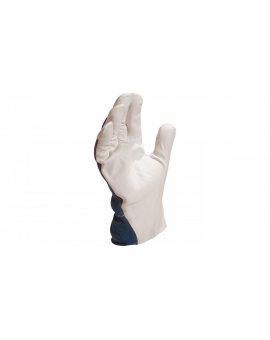 Rękawice z koziej skóry strona grzbietowa z dżerseju biało-niebieskie rozmiar 10 CT402BL10