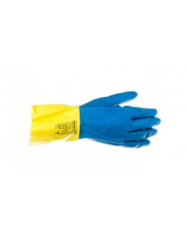 Rękawice gospodarcze z lateksu, flokowane, długość 30 Cm, Gr. 0, 60 Mm niebiesko-żółte rozmiar 9, 5 VE330BJ09