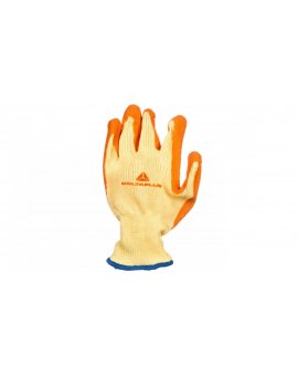 Rękawice dziane z poliestru i bawełny, dłoń i końce palców powlekane Lateksem, ścieg 10 żółto-pomarańczowe rozmiar 10 VE730OR10