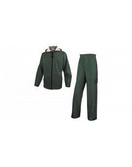 Komplet przeciwdeszczowy bluza + spodnie z poliestru powlekanego semi-poliuretanemkolor zielony rozmiar M CORPEN850VETM