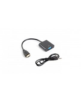 Adapter HDMI - VGA+ jack 3,5mm stereo 0,2m AD-0017-BK
