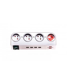 Przedłużacz biurowy Desktop-Power z gniazdami USB-Hub 2.0 4 gniazda srebrny 1,8m H05VV-F 3G1,5 1153541134